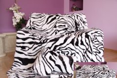 Luxusní deka z akrylu bílá s černými pruhy