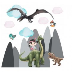 Autocolant de peret cu un dinozaur în munți