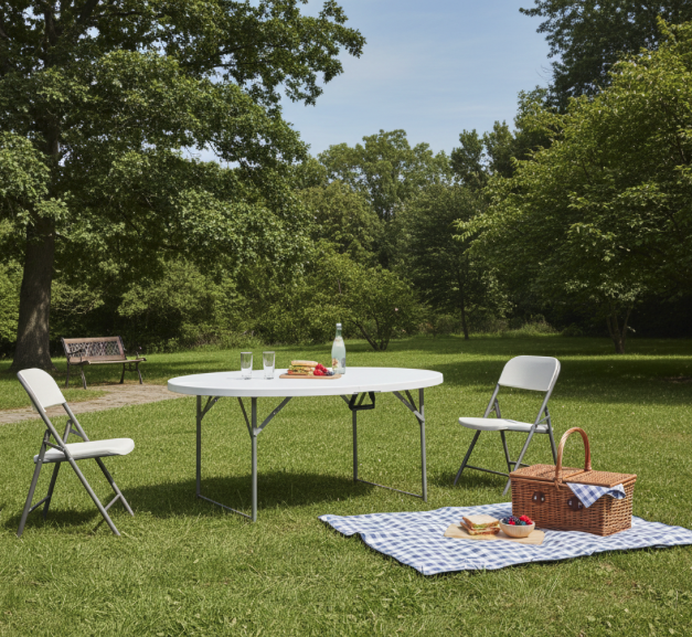 Összecsukható vendéglátóasztal kerek 180 cm - bankettasztal rendezvényekre és ünnepségekre