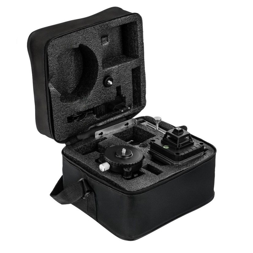 Křížový laser 4D 16 linií 360° zelený 40 m s pouzdrem PM-PLK-4DM1