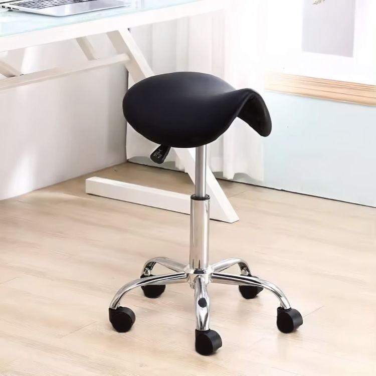 Scaun cosmetic pivotant cu înălțime reglabilă din piele ecologică
