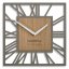 Lesena stenska ura v obliki kvadrata v sivi barvi