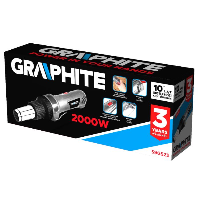 Hőlégfúvó 2000W, egyenes nyéllel 59G523 GRAPHITE