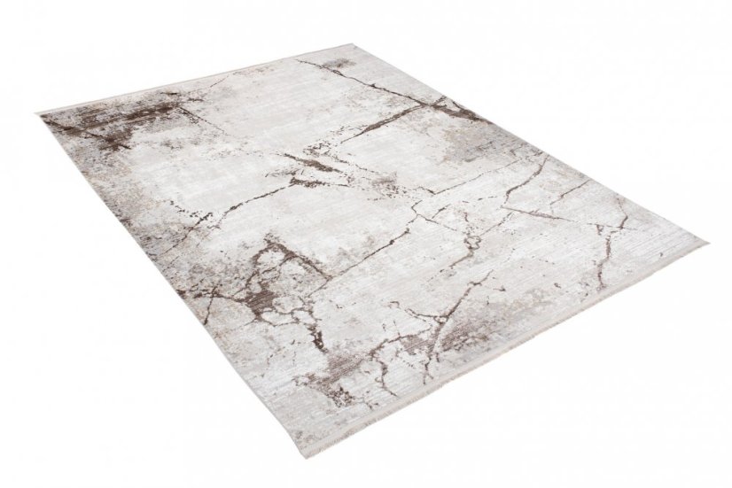 Cremefarbener Vintage-Teppich mit abstraktem Muster