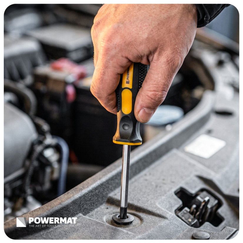 Sada rázových skrutkovačov Powermat 12 ks – magnetické Cr-V hroty, HEX stopka, úderové