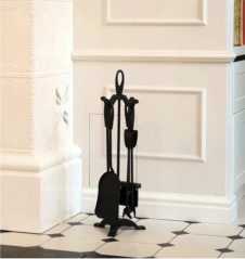 Set șemineu cu suport - 4 piese accesorii pentru șemineu și grătar