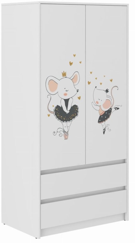 Kinder-Kleiderschrank mit Mausmotiv – 180 × 55 × 90 cm
