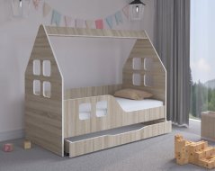 Dětský domeček na postel se šuplíkem 140 x 70 cm v provedení dub sonoma levý