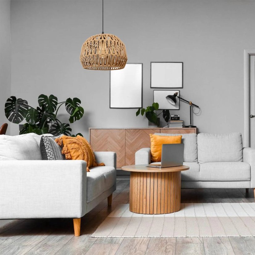 Viseća lampa od jutenog užeta - Boja: Bež