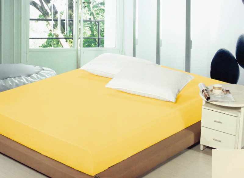 Žltá napínacia plachta na posteľ 200 x 220 cm