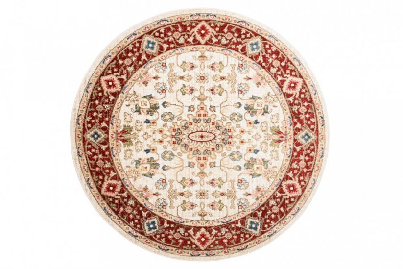 Okrúhly vintage koberec krémovej farby