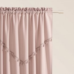 Rózsaszín függöny ASTORIA rojtos rojtokkal 140 x 260 cm-es szalaggal