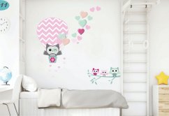 Adesivo decorativo da parete in colori pastello con gufo innamorato