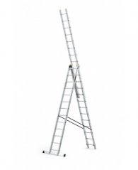 Večnamenska aluminijasta lestev, 3 x 13 stopnic in nosilnost 150 kg