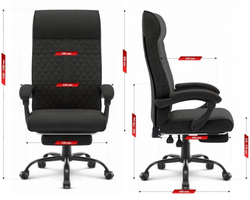 Scaun de birou ergonomic HC-1030, cu șezut cu arc și o capacitate de încărcare de 120 kg – negru