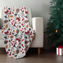 Mekana deka u bijeloj boji s božićnim motivom - 150 x 200 cm