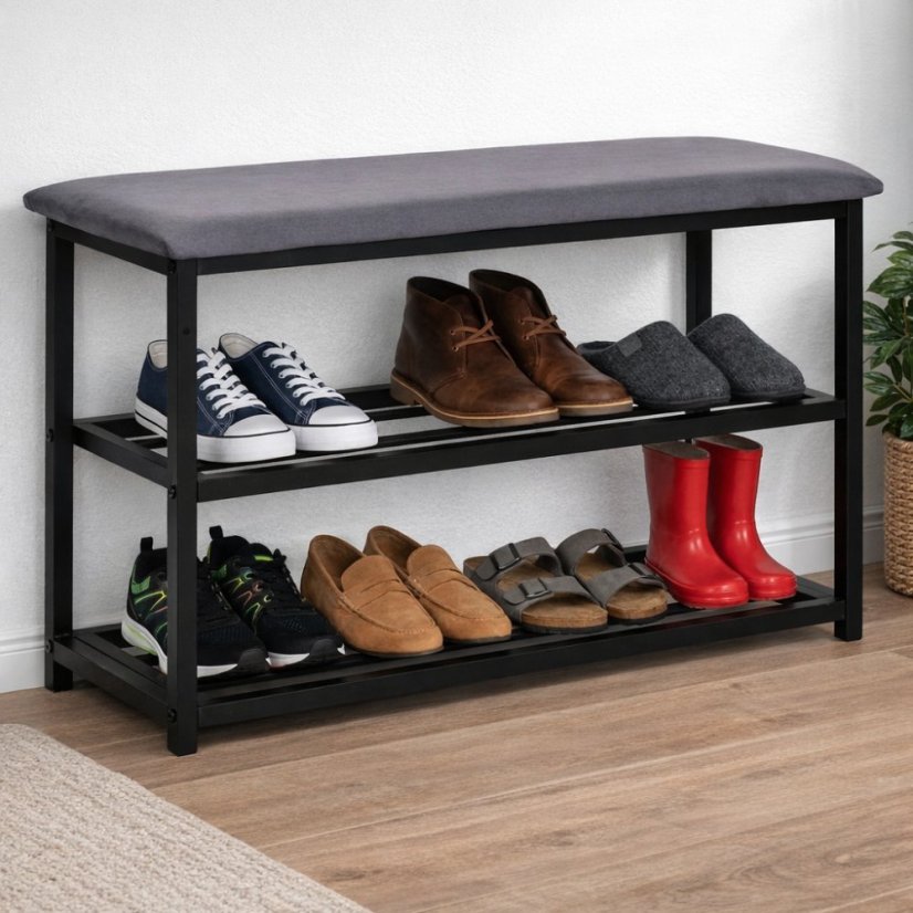 Botník s čalouněným sedákem 80 cm