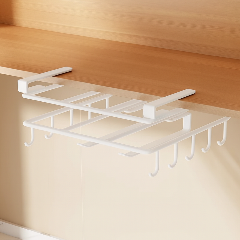 Függő fém polc - konyhai rendszerező fehér