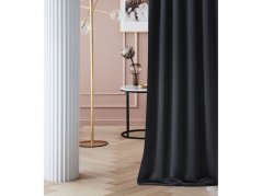 Kakovostna črna zatemnitvena zavesa z nagubanim trakom 140 x 280 cm