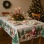 Vianočný obrus – biely so vzorom Santa Clausa, sobov a zimnej krajiny