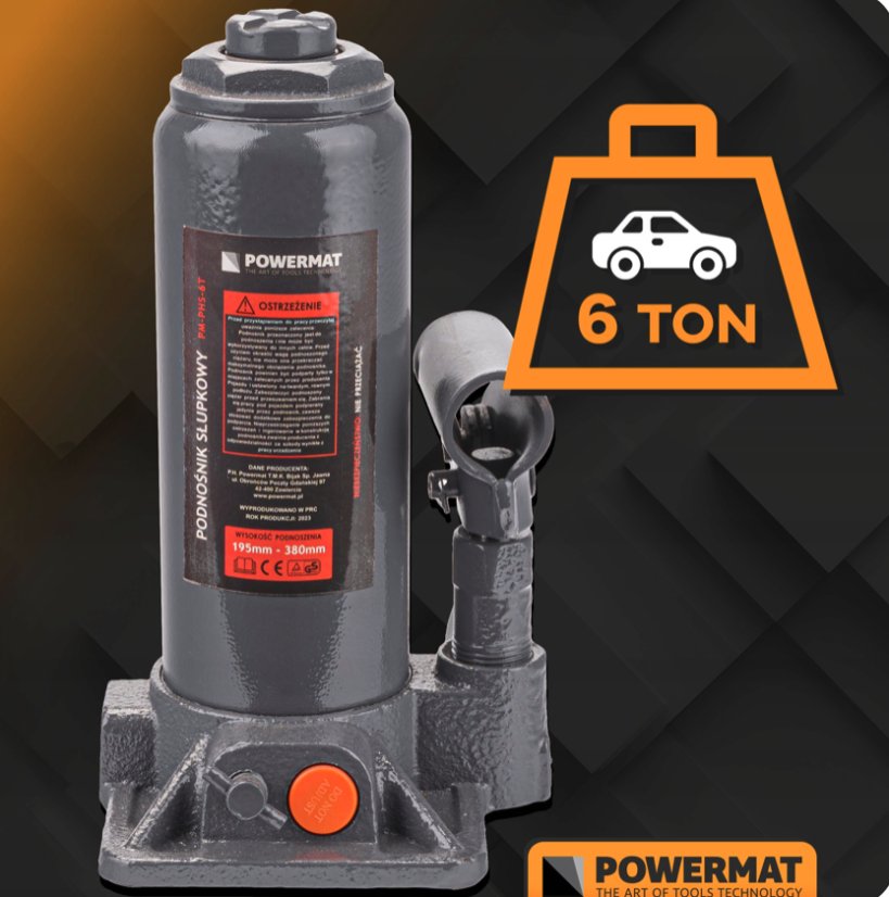 Hydraulický zdvihák na auto 6 t – PM-PHS-6T, 195–380 mm