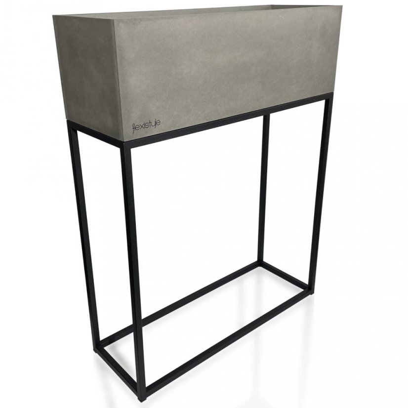 Fém magas ültetőtartó szürke színben, sima felülettel LOFT FIORINO 62X22X80 cm