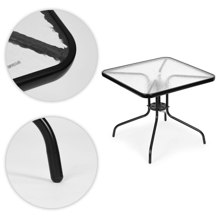 Záhradný stôl 80 cm sklenený