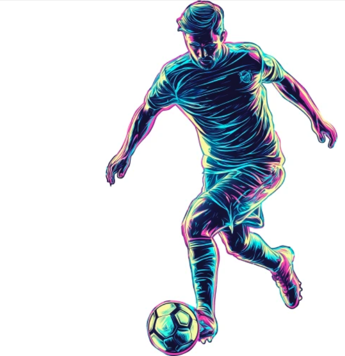Moderne Wandsticker für Kinder- und Jugendzimmer - Neon-Fußballspieler