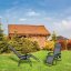 Gartenliege grau mit Getränkehalter