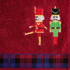 Bavlnený vianočný uterák červený s cínovými vojačikmi