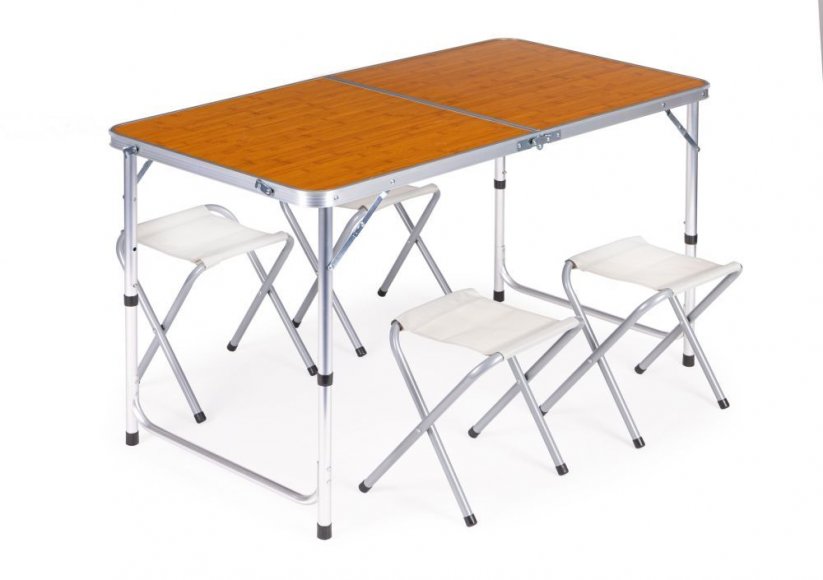 Сгъваема маса за кетъринг 119,5x60 cm дърво с 4 стола