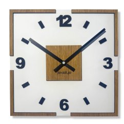 Orologio bianco con decoro in rovere 30 x 30 cm