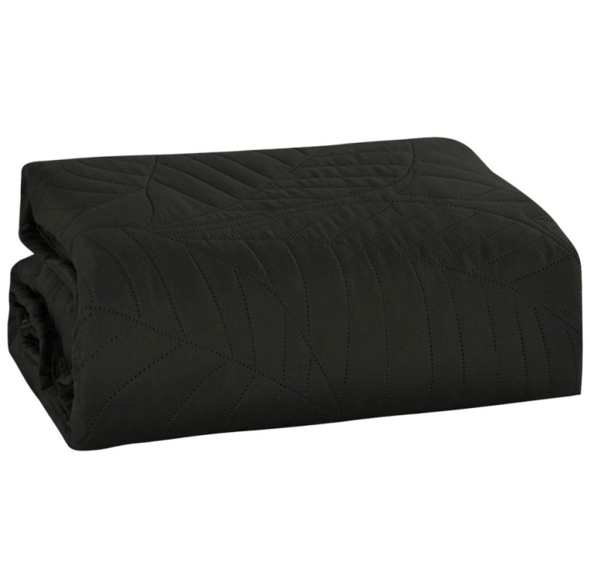 Sötétszürke ágytakaró levélmotívummal