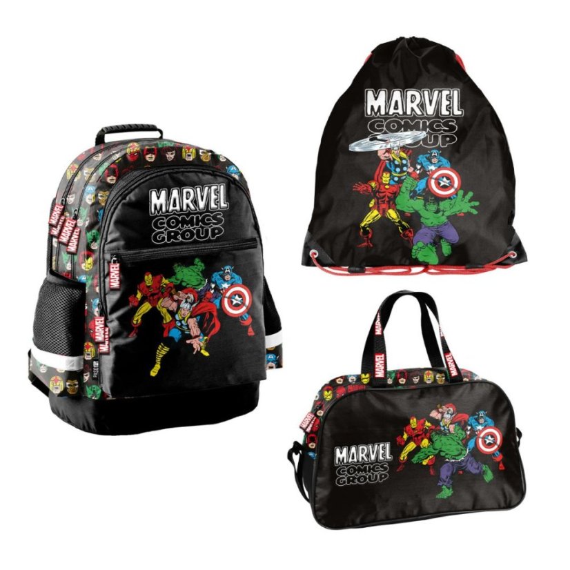Školski set Avengers Marvel Comics – ruksak, vrećica i sportska torba
