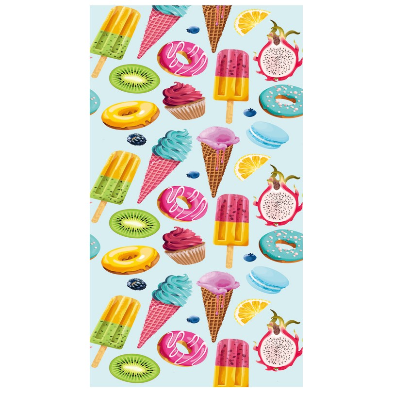 Strandtörölköző színes fagylalt motívummal 100 x 180 cm