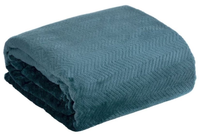 Plyšová deka s reliéfnym vzorom modrá