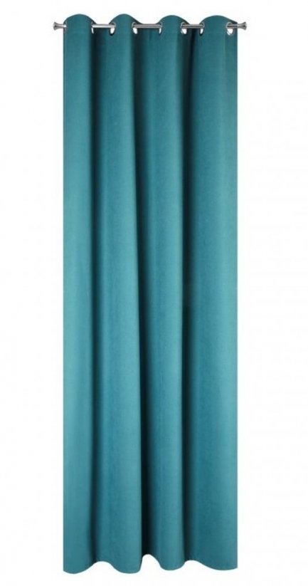 Luxusní závěsy v tyrkysové barvě s dekorativními kroužky 140 x 250 cm