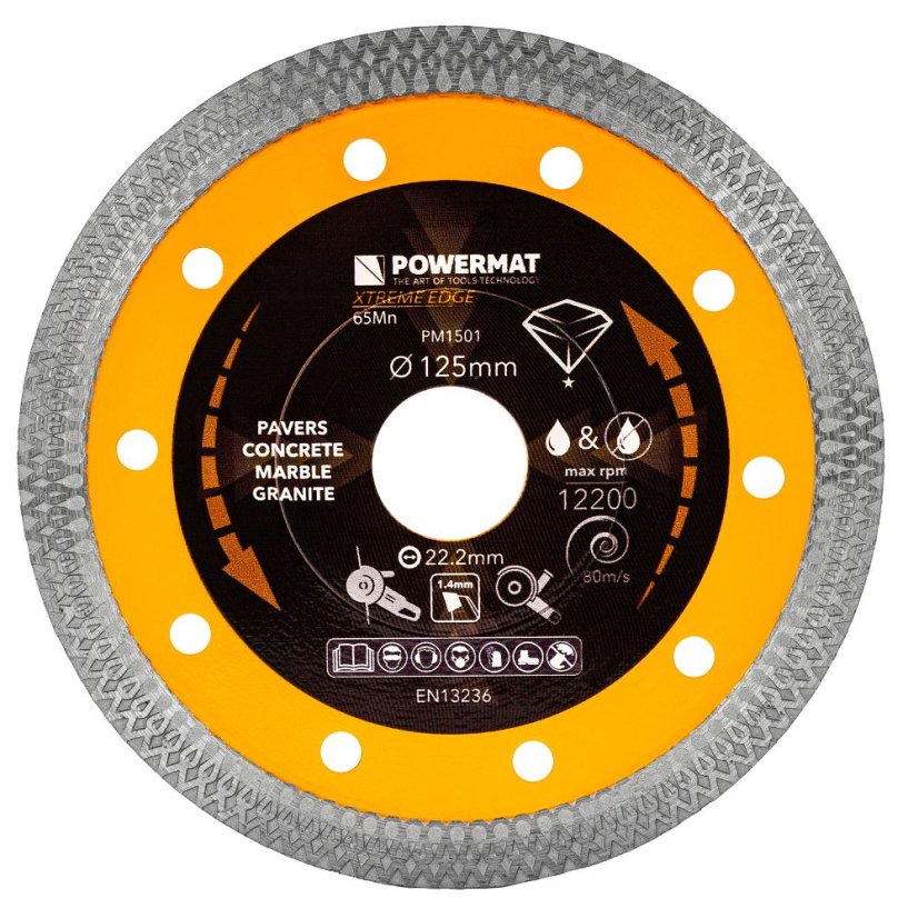 Disc diamantat 125 mm pentru beton, gresie și ceramică - diametru interior 22,23 mm