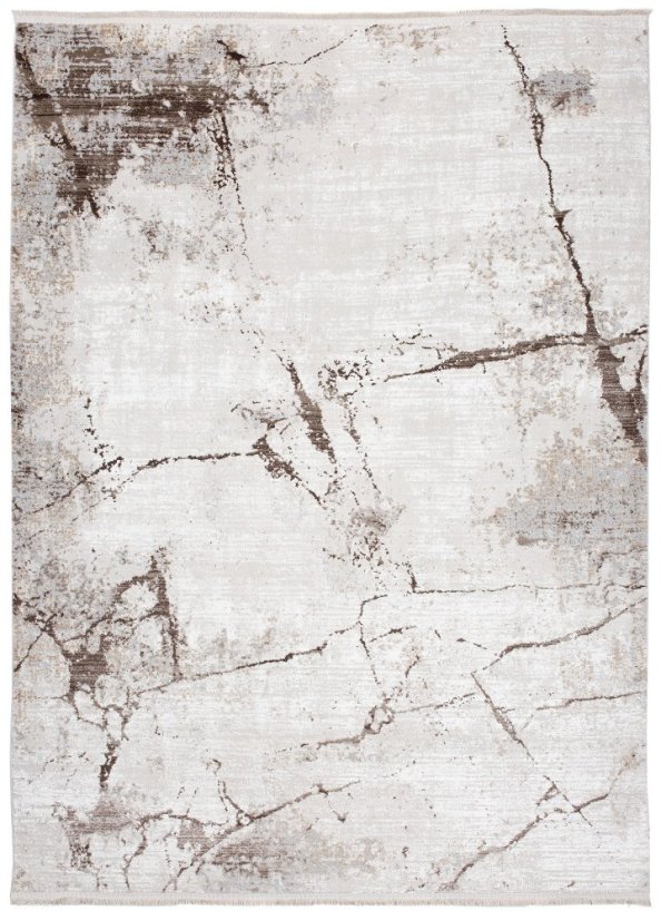 Cremefarbener Vintage-Teppich mit abstraktem Muster