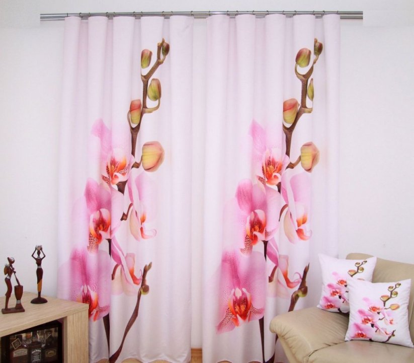 Elegantna zavesa za dnevno sobo z orhidejo 160 x 250 cm