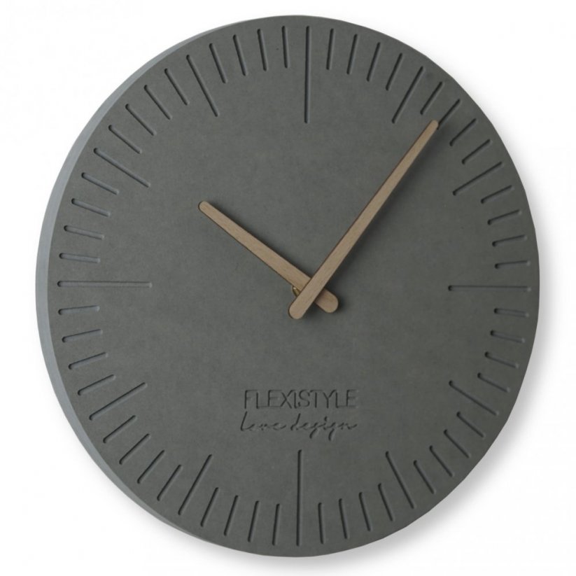 Dřevěné hodiny v šedé barvě s průměrem 30cm
