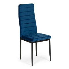 Set aus 4 eleganten Samtstühlen in Blau