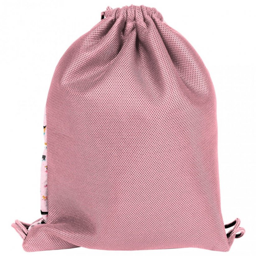 Růžová školní taška se pejsky v třídílné sadě