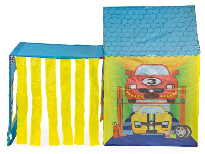 Gyereksátor autóműhely motívummal