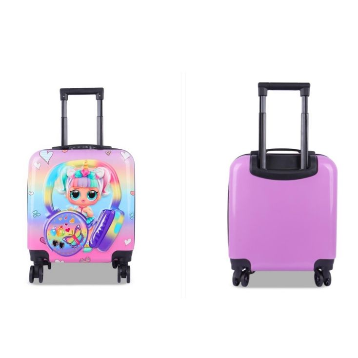 Troller 3D copii LOL Rainbow 45 cm pe roți cu cifru