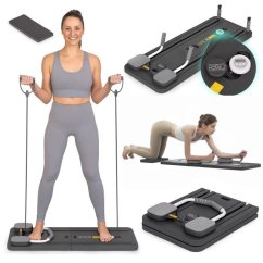 Multifunktionales Pilates Board - Trainingsboard mit Expandern, Griffen und LCD-Display
