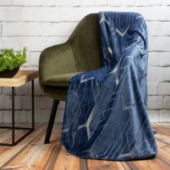 Luxusná modrá deka s trblietavou striebornou potlačou 150 x 200 cm 