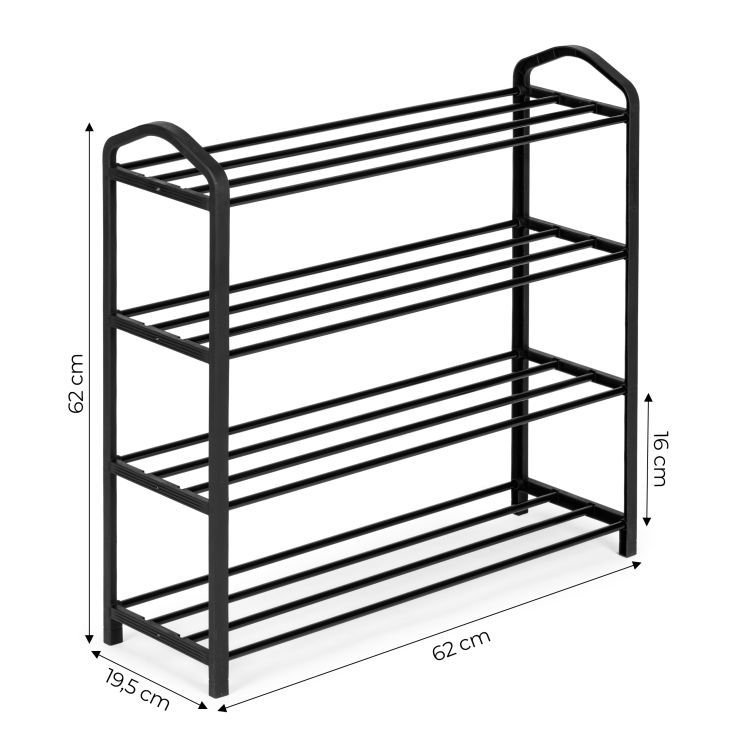 Čierny kovový botník so 4 policami