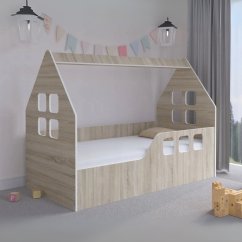 Házikó gyerekágy 160 x 80 cm Sonoma tölgyfa - jobbos