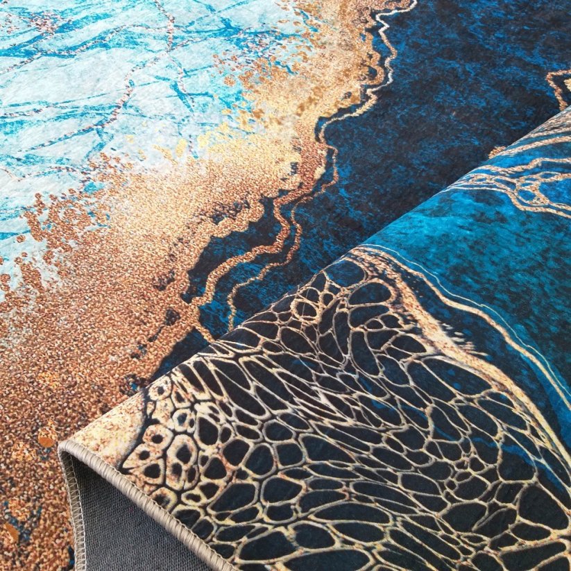 Blauer rutschfester Teppich mit abstraktem Muster - Die Größe des Teppichs: Breite: 120 cm | Länge: 180 cm